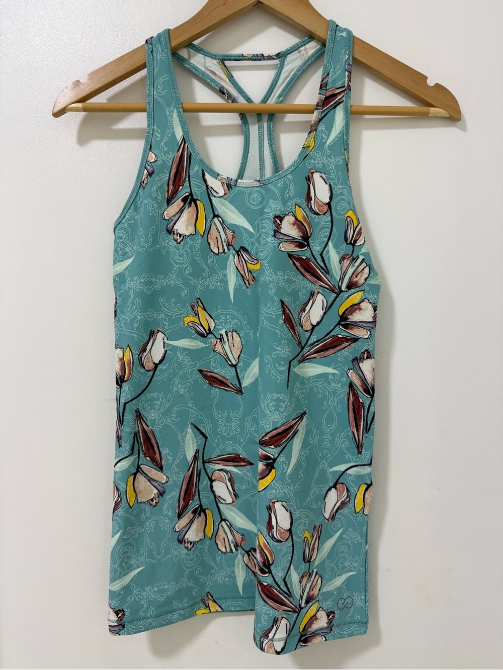 CALIA Floral Strappy Fitted Tank Top - Teal